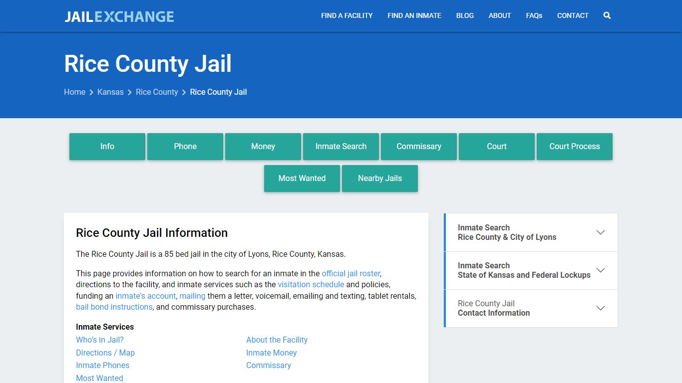 Rice County Jail, KS Inmate Search, Information